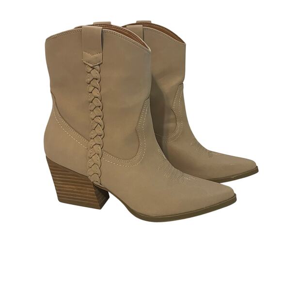 Dolce Vita Koolson Cowboy Western Boots Pull On Stack HeelWomen's Size 8 Tan - Picture 1 of 16